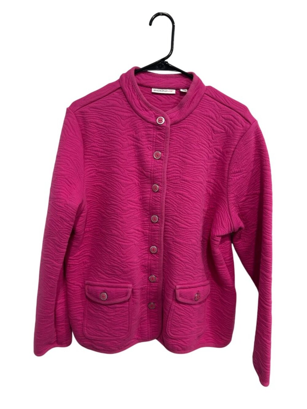 Isaac Mizrahi Live XL Pink Textured Button Front Jacket Cozycore Soft Girl